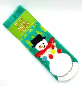 Bath & Body Works SNOWMAN WITH ORNAMENTS Shea Infused Cozy Lounge Socks Non Skid - Picture 1 of 3