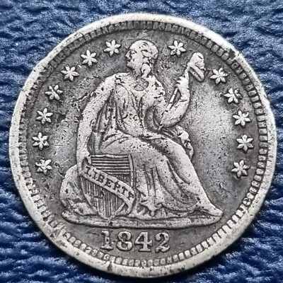 1842 Seated Liberty Half Dime 5c Better Grade XF Details #71841 - Image 1 of 2