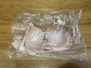 Aerie Women's Sunnie Full Coverage Lightly Lined Bloom Lace Trim Bra Pink 36D - Picture 1 of 11