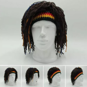 Men Jamaica Rasta Wig Beanie Hat Handmade Cap Reggae Hats Dreadlocks Beret New