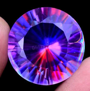 Natural Purple Color Mystic Quartz 31.00 Ct Round Flawless Certified Gemstone - Picture 1 of 6