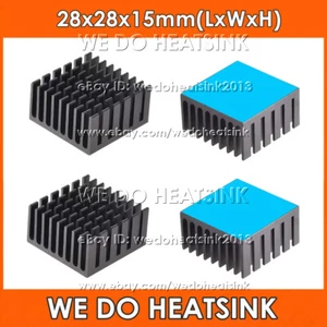 28x28x15mm Black Anodized Heatsink Radiator Cooler With Thermal Pad for CPU IC - Zdjęcie 1 z 5