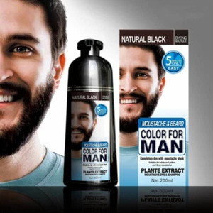 Men Beard Hair Color Cream Instant Dye Black Mustache Beard Darkening Shampoo - Picture 1 of 9
