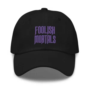 Foolish Mortals Haunted Mansion Embroidered Baseball Cap Purple Thread Dad hat - Picture 1 of 3