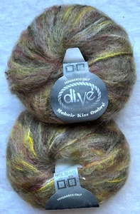 di.Vé ""Mohair Kiss Ombre"" 2 colores 26273 ""Amarillo/Malvo"" Italia mezcla de lana Mohair" - Imagen 1 de 5
