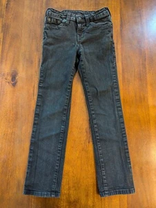 True Religion Jeans Girls Size 7 Black Skinny Denim Adjustable 5 Pocket Superfly - Picture 1 of 11