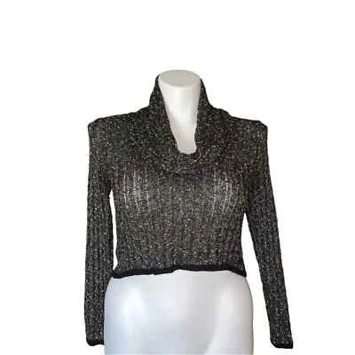 Bebe Cowl / Mock Neck Long-Sleeve Crop Sweater Top, Size M - Image 1 of 4