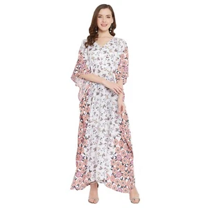 Women Casual Maxi Long Kaftan Kimono Sleeve Plus Size Dresses V Neck Nightgown - Picture 1 of 642