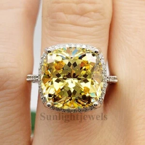 RARO Anillo de diamantes de champán tratado certificado de 8,40 quilates con montura de punta de plata 925 - Imagen 1 de 10