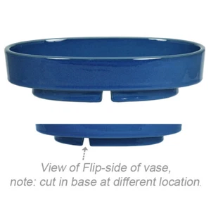 Jarrón japonés Ikebana Suiban 12,75" L x 7" W cerámica color azul ovalado hecho en Japón - Imagen 1 de 1