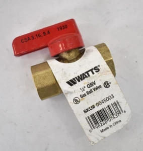 Watts 1/2" Gas Ball Valve Female Threaded End Connection Brass Genuine OEM - Picture 1 of 5
