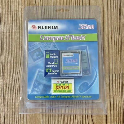 NEW Compact Flash 32MB Memory Card Fuji Film Digital Camera Music Photo Vintage - Image 1 of 4