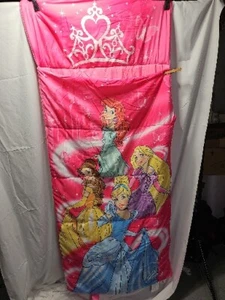 Disney Princess Sleeping Bag Ariel, Cinderella, Belle & Repunzel 30" × 66" - Picture 1 of 12