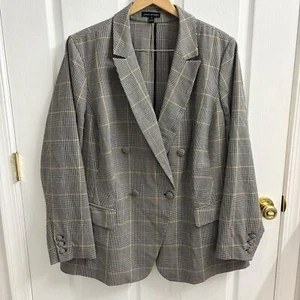 Lane Bryant Plaid Double Breasted Blazer Size 26 Jacket Professional Office - Picture 1 of 11