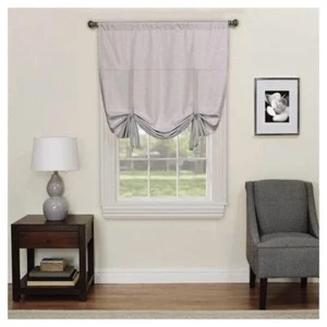 Eclipse Kendall Foamback Tie-Up Curtain Panel (42"x 63") Grey Polyester New - Picture 1 of 4