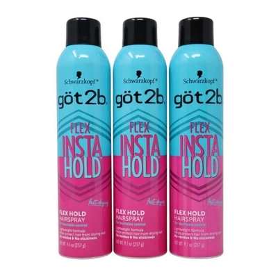 3-Pack Schwarzkopf Got2b Flex Insta Hold Fast-Drying Flex Hold Hairspray, 9.1 oz - Image 1 of 3