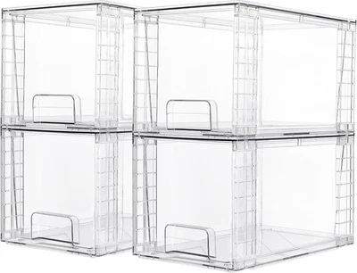 Vtopmart 4 Pack Large Stackable Storage Drawers,Easily Assemble Acrylic Bathroom - Image 1 of 4