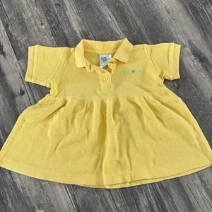 Vintage 90s 2000 Y2K Oshkosh B’Gosh Baby Girl Dress Tunic Yellow Waffle Knit 24m - Picture 1 of 4