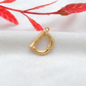 D Letter 18k Yellow Gold Pendant D initial Alphabet Pendant Father's Day Pendant - Picture 1 of 9