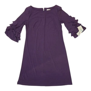 NEW! J. Taylor Purple Midi Tiered Sleeve Shift Dress Size 10 - Picture 1 of 7