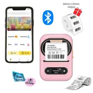 Thermo Etikettendrucker Maschine Bluetooth Mini Etikettendrucker Aufkleber Drucker Rosa - Bild 1 von 8