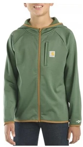 Carhartt Force Full Zip Hooded Sweatshirt Green Boys Size M 10/12 NEW WITH TAGS - Picture 1 of 6