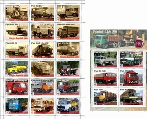 Stamp sheet+block Fiat Car company Trucks production 2019 Naxcivan issue - Picture 1 of 1