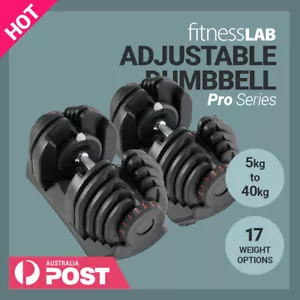 Fitnesslab 2x40kg 80kg Adjustable Dumbbells Set Weight Plates Home Gym Fitness - Picture 1 of 11