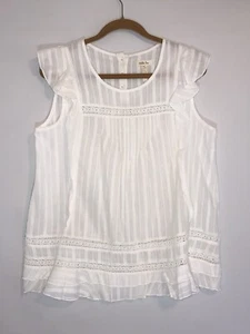Matilda Jane Women’s Blouse Ruffles Crochet Sleeveless White Size L BOHO EUC - Picture 1 of 6