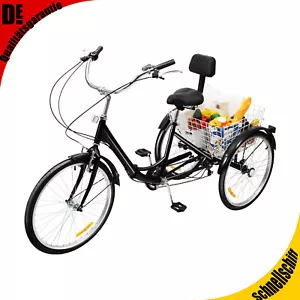 24" Klappbar Dreirad Erwachsene 7 Gang 3-Rad-Fahrrad Seniorenrad Trike mit Korb - Bild 1 von 11