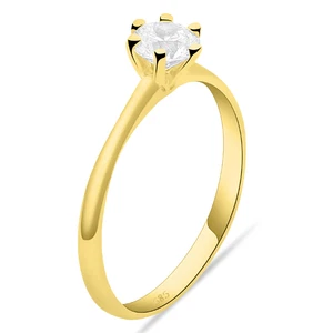 Solitär Ring Goldring 585er Gelbgold 14 Karat  Zirkonia Stein Weiß Damen Poliert - Bild 1 von 6