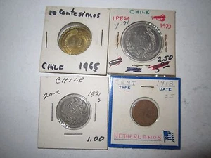 13 COINS FROM NORWAY,CHILE & NETHERLANDS -1913 - 1978 - IN COIN SLEEVES- TUB A27 - Picture 1 of 6