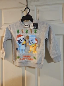 BLUEY YOUTH CHRISTMAS CREWNECK SWEATSHIRT: UNISEX: GRAY: NEW WITH TAGS: SIZE XS - Picture 1 of 4