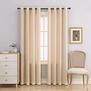 Beige Double-Sided Chenille Curtains for Living Room Modern Window Treatment for - Picture 1 of 10