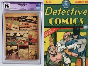 DETECTIVE COMICS #35 PÁGINA 2 CGC LT/OW 1940 DC COMICS LLAVE CLÁSICA PRE ROBIN RARO - Imagen 1 de 3