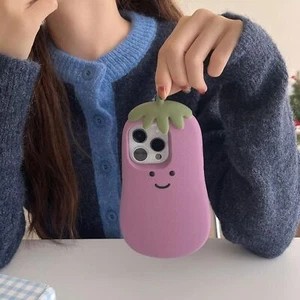 3D Eggplant Silicone Shockproof Case for iPhone 16 Pro - Cute & Protective - Picture 1 of 11