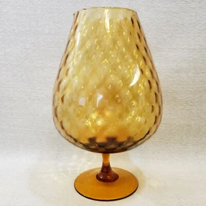 Sehr große Bernstein Brandy Sniffer Glas Diamant optische Sockel Vase Vintage - Bild 1 von 6