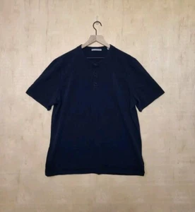 Men's Size:XL Vince Henley Top Blue Short Sleeve Cotton 3 Button Crew Neck Shirt - Picture 1 of 9