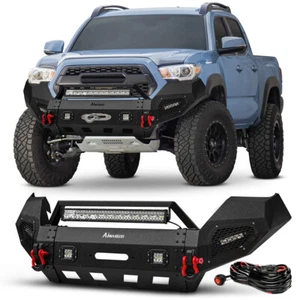 For 2016-2023 Toyota Tacoma Steel Front Bumper W/Winch Plate & LED Lights + Wire - Picture 1 of 9