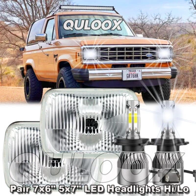 Pair For Ford E-150 Econoline E-250 E-350 7x6" 5X7" Led Headlights Hi-Lo Beam Foto 1 de 4