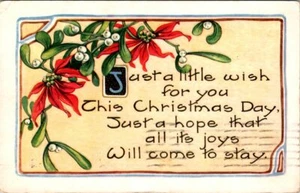 Poesia di Natale antica cartolina natalizia in rilievo pubblicata 1921 D8 - Foto 1 di 2