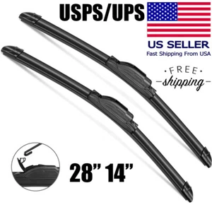 28"+14" Premium Quality All Season Beam Windshield Front Wiper Blades (Set of 2) - Picture 1 of 5