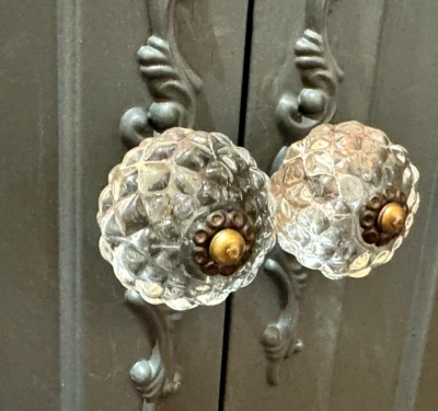 Vintage-Brass Clear Glass Pulls Furniture Handle Cabinet Drawer Hardware Knobs Foto 1 de 4