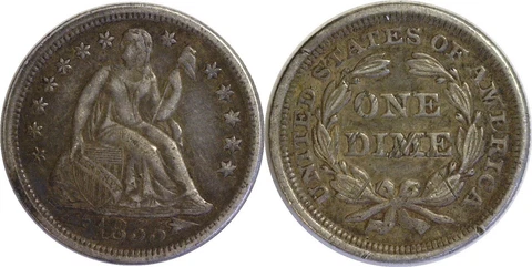 1855 10C Liberty Seated Silver Dime Arrows XF Details Reverse Damage Cover