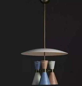 Antique Ceiling Fixture Pendant Light MidCentury Modern Brass Sputnik chandelier - Picture 1 of 8