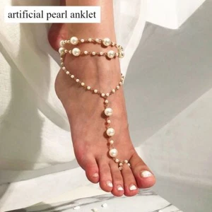 Boho Woman Multilayer Simulated Pearl Anklet Summer Charm Foot - Fashion Jewelry - Picture 1 of 6