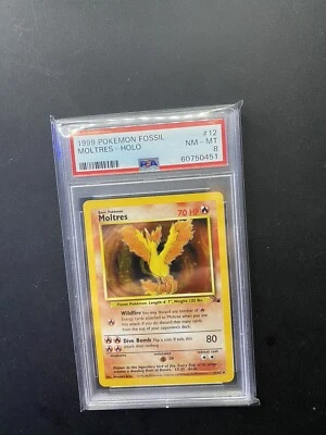 Moltres 12/62 Holo Rare Fossil Set - Pokemon Card WOTC PSA 8 - Image 1 of 2