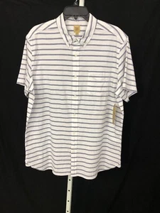 Neu mit Etikett True Craft Herren Gr. XL Kurzarm Baumwolle Stretch Knopf weiß blau gestreift - Bild 1 von 8