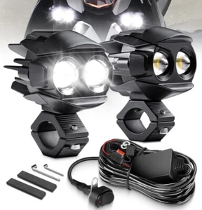 LED Motorcycle Fog Lights 50W Spot/Flood Combo + Wiring Kit - ADV/ATV/UTV - NIB - Picture 1 of 9