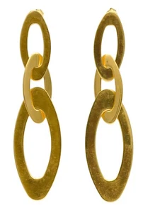 DESIGNER ROBERTO COIN CHIC SHINE OVAL LINK RUBY EARRINGS 18K YELLOW GOLD SIGNED - Picture 1 of 3